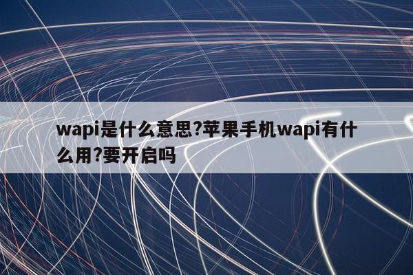 wapi是什么意思?苹果手机wapi有什么用?要开启吗