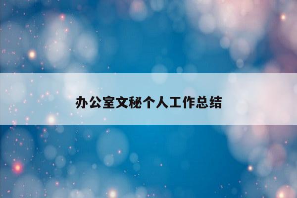 办公室文秘个人工作总结