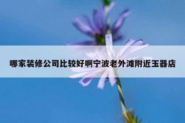 哪家装修公司比较好啊宁波老外滩附近玉器店