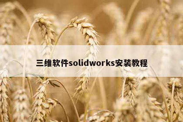 三维软件solidworks安装教程