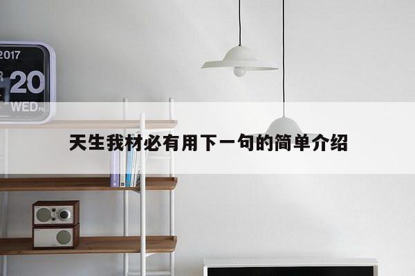 天生我材必有用下一句的简单介绍