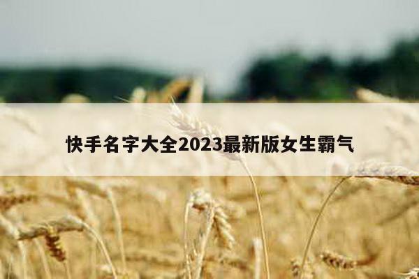 快手名字大全2023最新版女生霸气